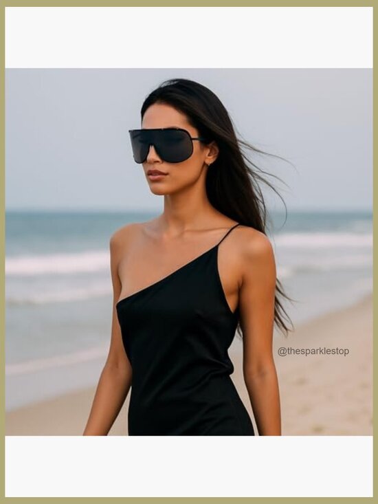 Oversized Square Shield Sunglasses UV400 Protection Women main image 3